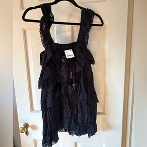 Free People Black Ruffle Top Dress